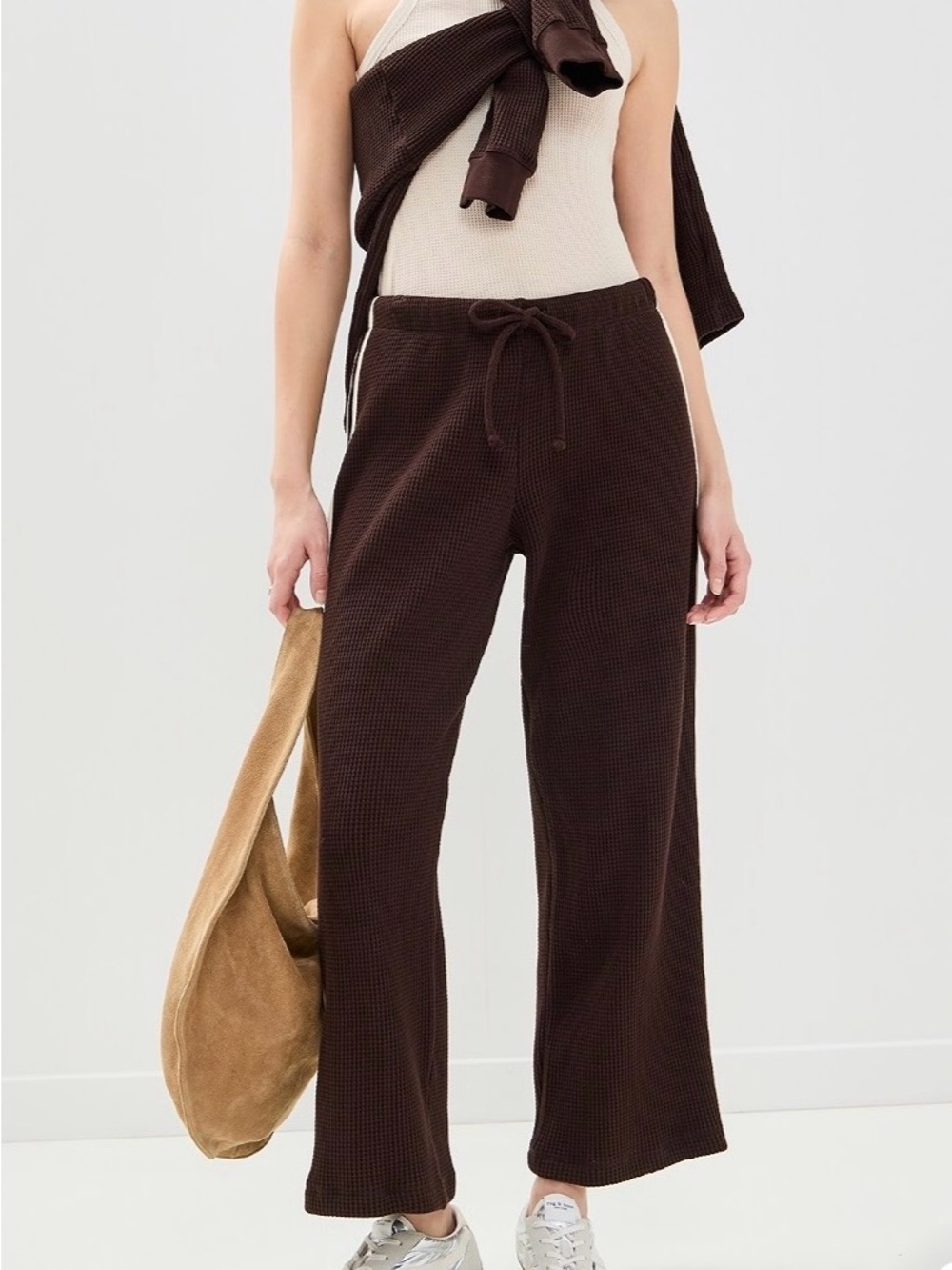 DONNI. The Thermal Crop Stripe Pants in Espresso size XS - Picture 4 of 9